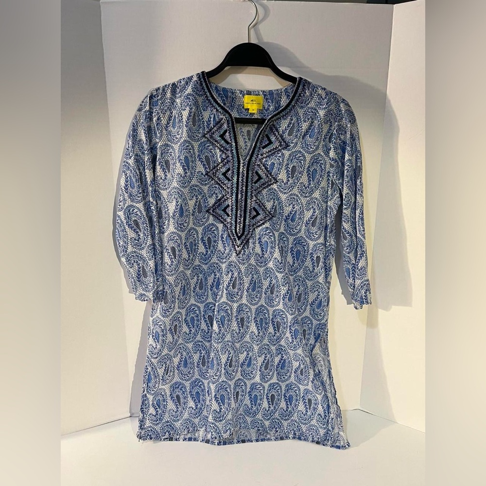 Roberta Roller Rabbit Blue and White Paisley Tunic